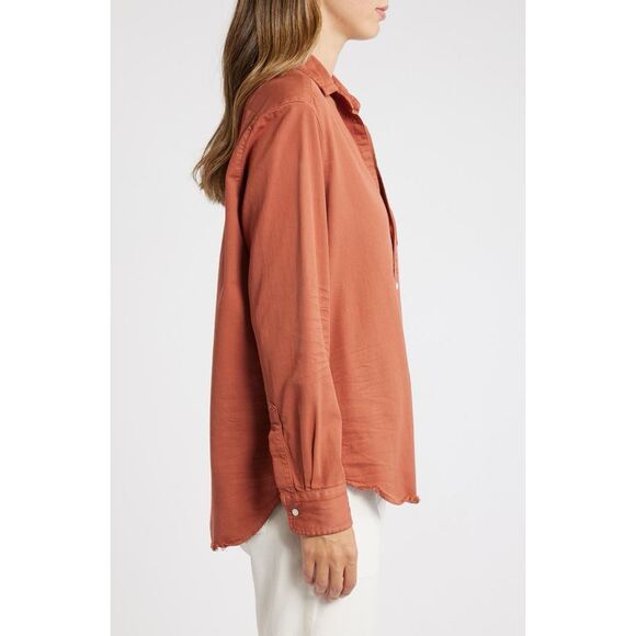 Frank & Eileen Relaxed Cotton Button Up Shirt Size Large Orange - Picture 2 of 11